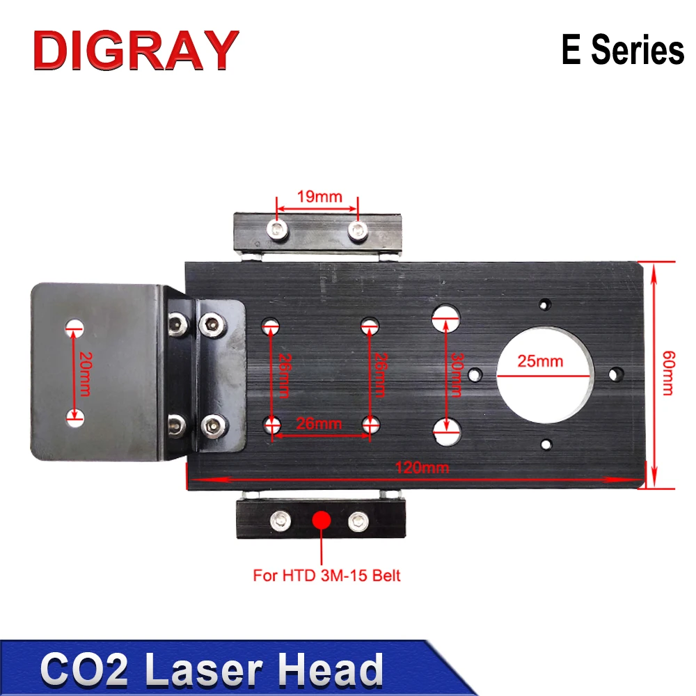 DIGRAY Co2 Laser Head E Series لقطر العدسة: 20 مم FL:50.8 و63.5 مم، مرآة 25 مم مناسبة لآلة قطع النقش بالليزر. #3