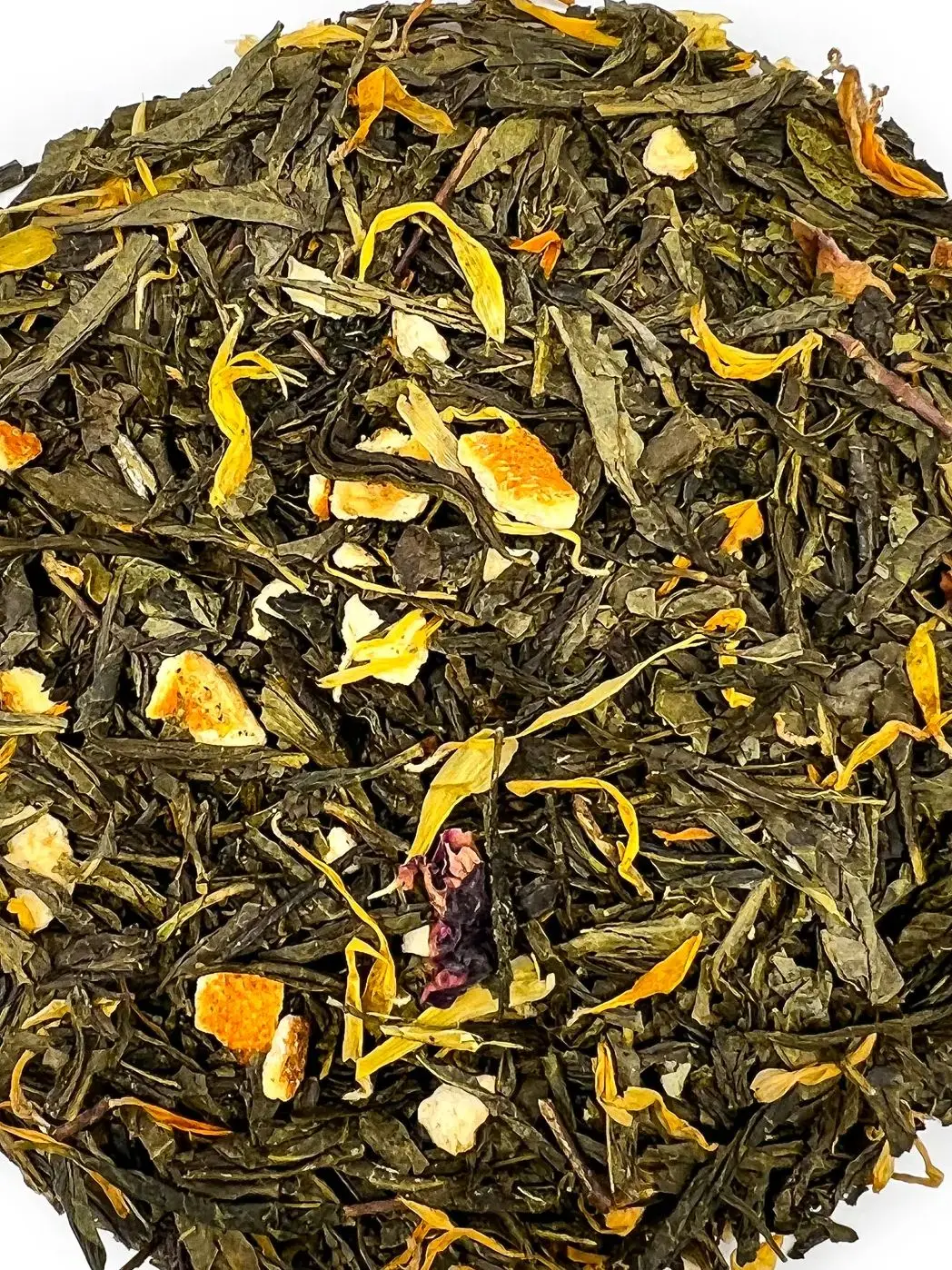 Té Verde Kombucha, Espirulina, Caléndula, Naranja y Rosas. 100 gramos en hoja suelta. 50 tazas de infusión. \