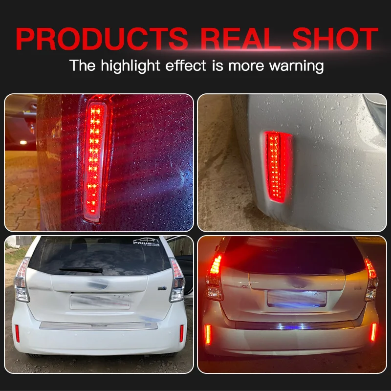

2PCS Red/Smoked Lens Red LED Rear Bumper Reflector Brake Lights Tail Stop Lamps Canbus For Scion tC 2014-2016 Car Accessories