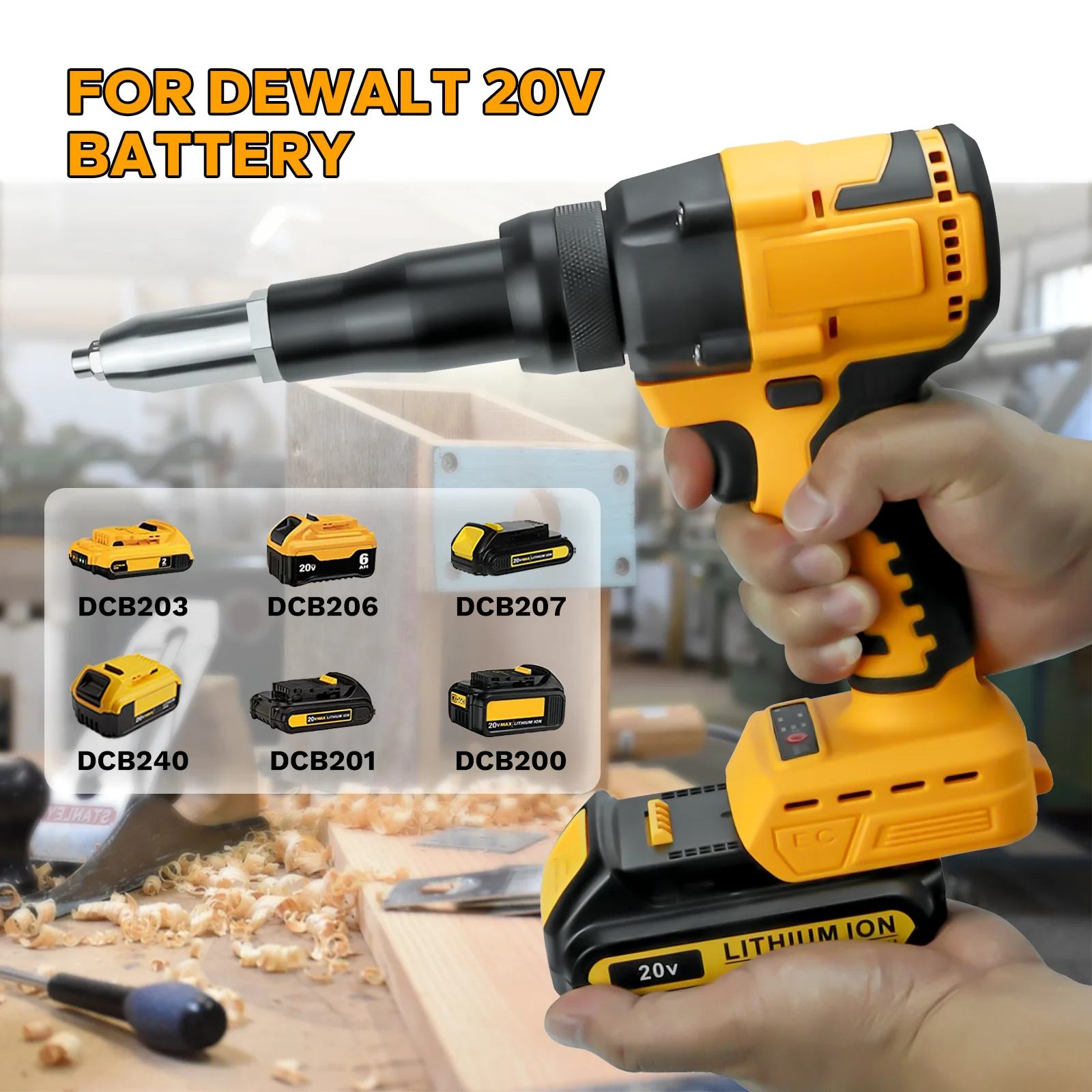Imagem -02 - Cordless Electric Rivet Nut Gun Ferramenta de Rebitagem Brushless Bateria 20v sem Bateria 2.44.8 mm