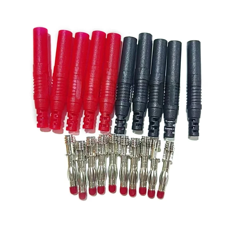 10 sztuk/zestaw proste izolowane bezpieczeństwo 4mm męski wtyk bananowy drut lutowane złącza DIY — zdjęcie 2