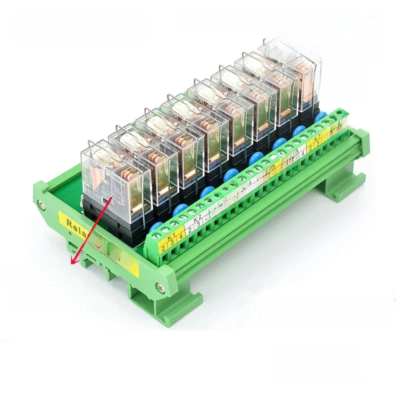 8 kanałów 1NO + 1NC moduł przekaźnika interfejsu do montażu na szynie DIN z G2R-1-E 16A wejście DC 12V 24V PNP NPN kompatybilny — zdjęcie 2