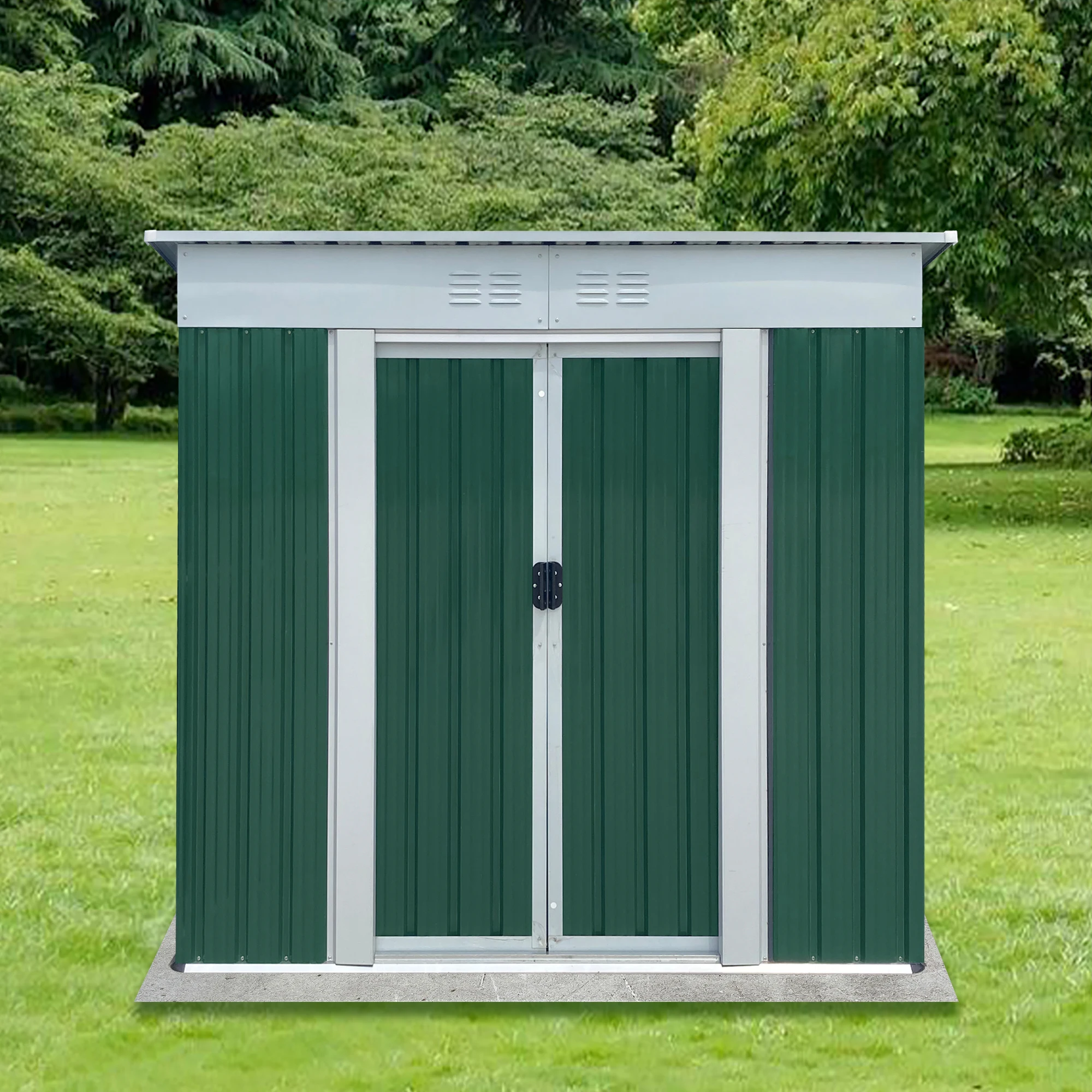 

Outdoor Storage Sheds 6FTx4FT Pent Roof Green (6x4 FT Green Pent Roof)'