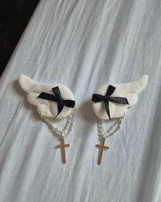 Angel Wing Hair Clip for Girls Y2K Punk Hairpins Bowknot Hairclips Animation Hair Barrettes Subculture Hair Accessories photo review