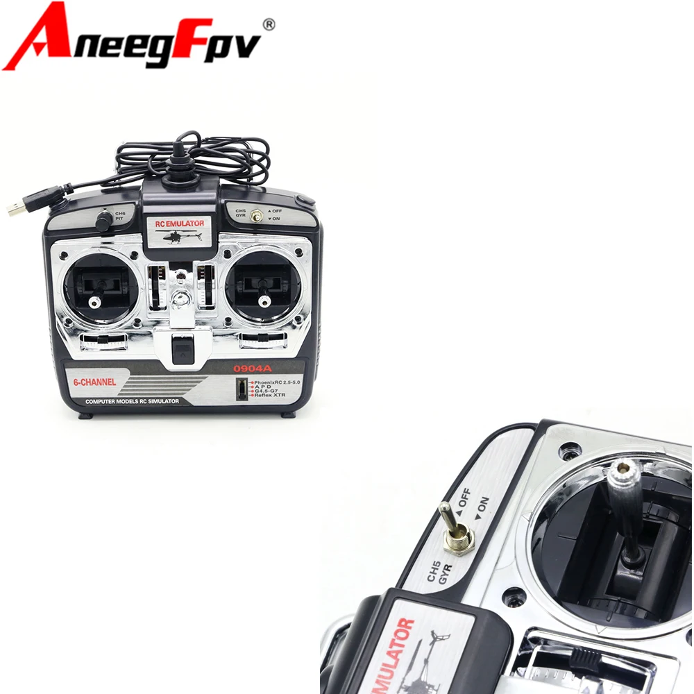 6CH 0904A -JTL RC Flight Simulator สนับสนุน Realflight G7 Phoenix 5.0 XTR รีโมทคอนโทรลเฮลิคอปเตอร์ FIXED-Wing Drone (MODE1)