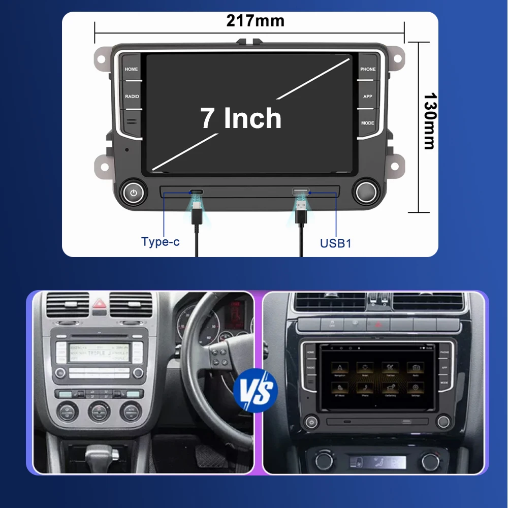 2Din 6+128GB Car Radio Android For Volkswagen Golf 5 6 Passat B6 B7 CC VW Jetta Wireless Carplay Multimedia Navigation GPS Wifi