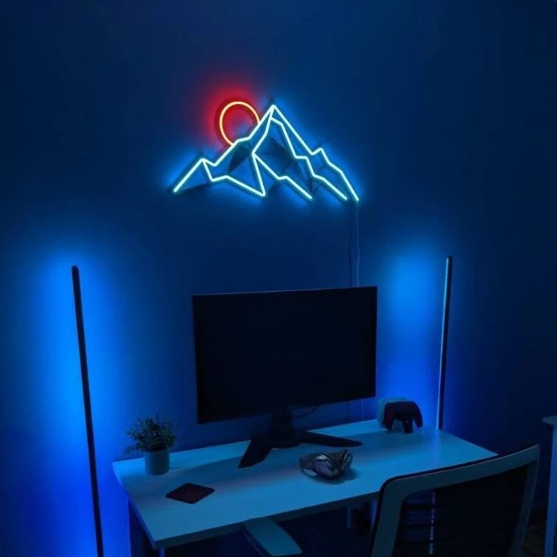 mountain neon wall art landscape Neon Sign neon art, Mountain Art Light Sign, Led light Wall Decor, mount decor gift man