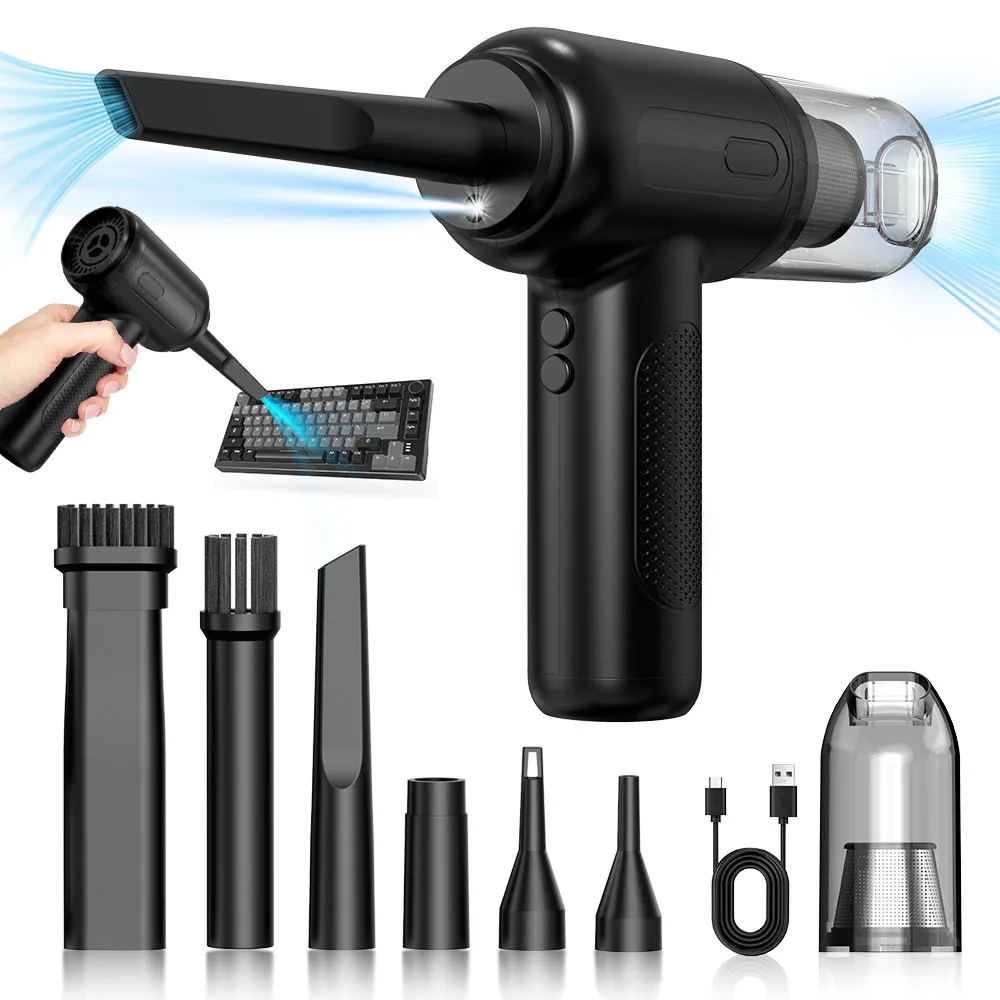 Souffleur d'air et aspirateur portables 2 en 1, plumeau à Air comprimé, 6000mAh, sans fil, pour le nettoyage du clavier et de l'ordinateur