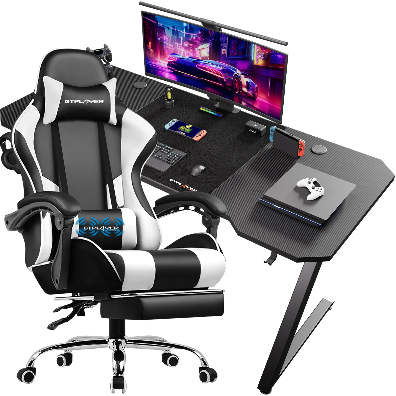 Gamingtisch Gaming Tisch + Gaming Stuhl- Set, Computertisch Stuhl Set für Gaming, Eine Kombination aus großem Wert
