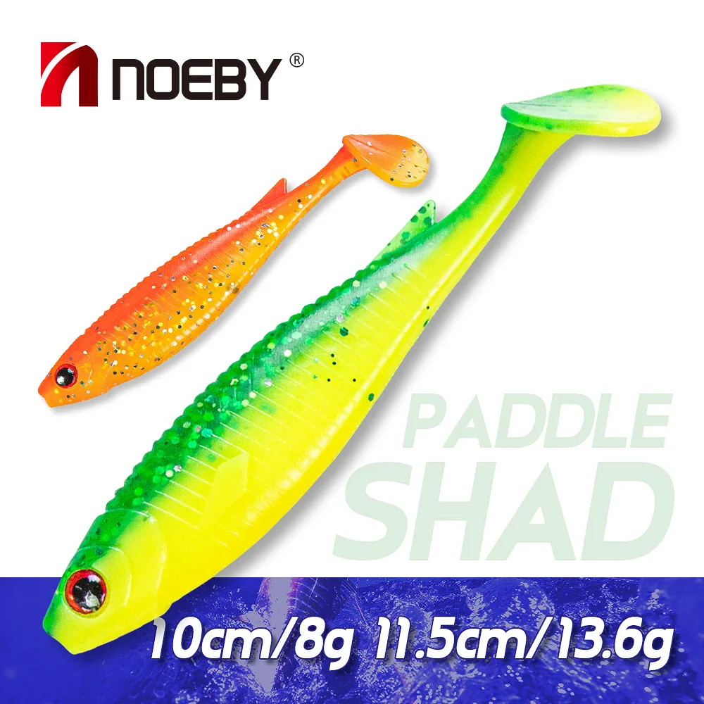 NOEBY 4PCS Paddle Tail Swimbait Set 10cm 8g Silicone Soft Lure 3D Eyes Shad Bait Pike Bass Fishing