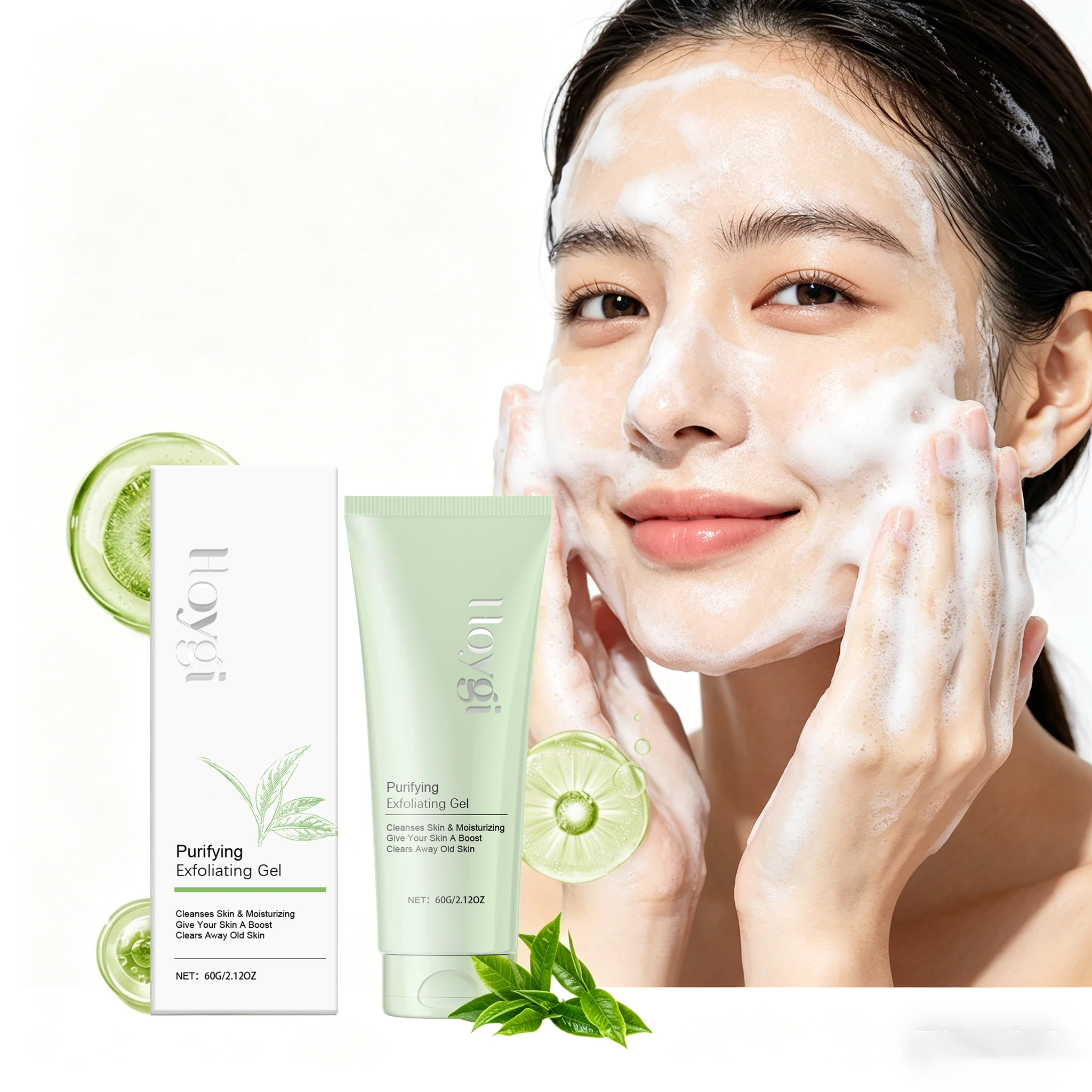 60G Facial Exfoliating Gel Gentle Puriying Pores Cleaning Dirts Oil Control Enhance Smoothness Glowing Pore Shrink Face Cleaner