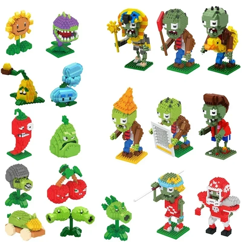 Nouveaux blocs de construction de personnages de jeu vidéo Plants vs Zombies, jouets PVZ Plants Peashooter SunFlower, ensemble cadeau pour enfant, bloc de construction