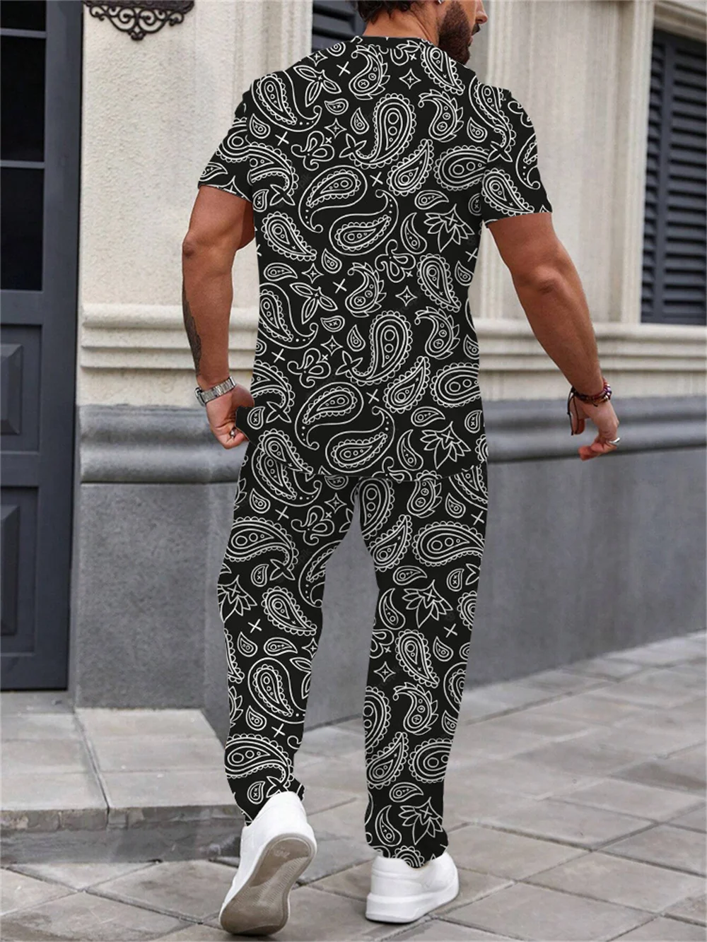 Chándal de manga corta para hombre, conjunto de 2 piezas, camiseta y pantalones de estilo nacional Hawaiano, novedad