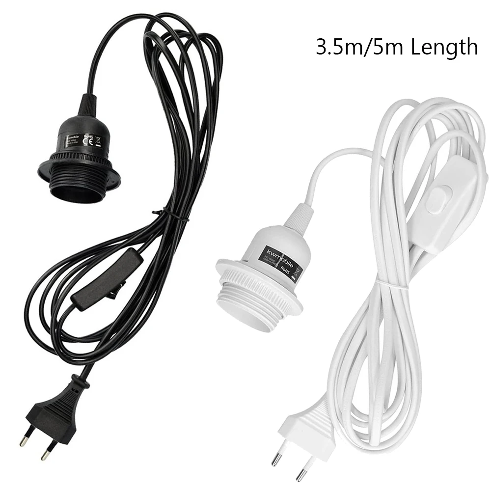 

EU Plug 3.5/5m Power Cord Cables E27 Lamp Base Holder With Switch Wire for Pendant Led Bulbs Fixture Hanglamp Suspension Socket