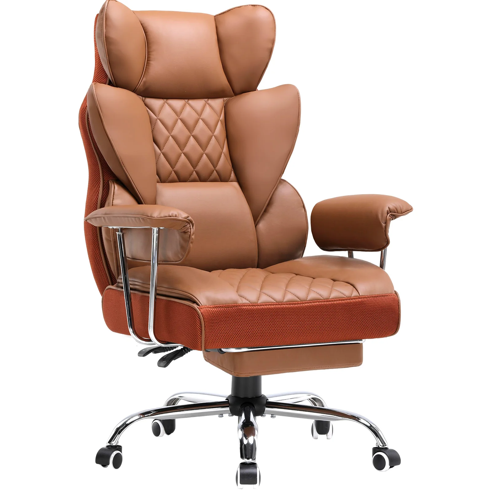 GTPLAYER Gaming Chair, bureaustoel met pocketvering lendensteun, ergonomische en comfortabele brede bureaucomputerstoel met naar buiten toe vaste zachte armleuningen en voetensteun
