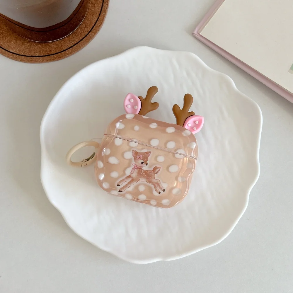 

Creative and cute three-dimensional deer antler headphone protective case,suitable for AirPods 4/3/2Pro/2/3, new protective case