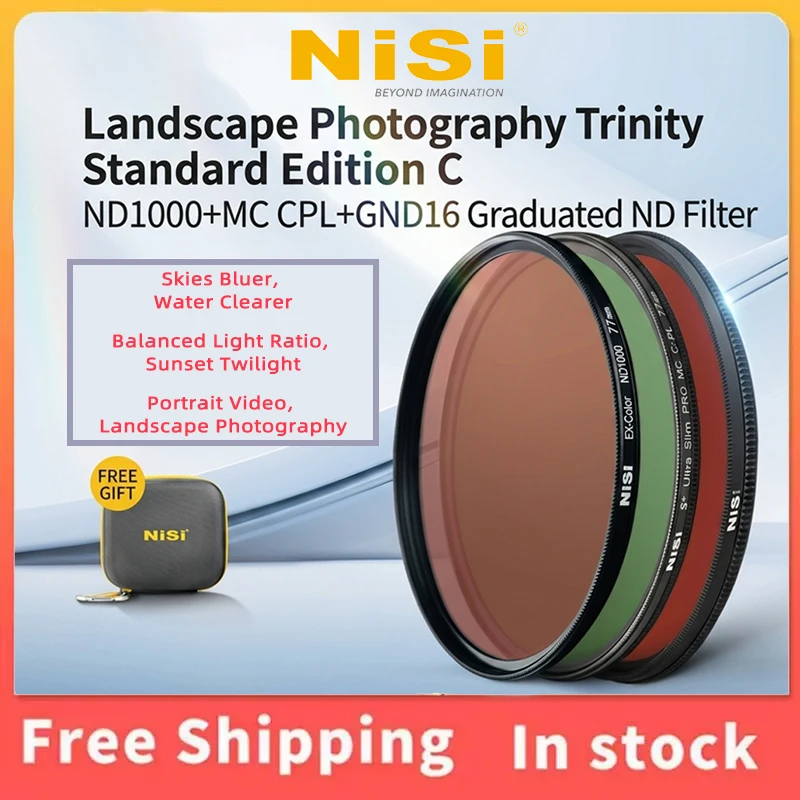 Trinity Standard Edition NiSi Multi‑Filter Pack C ND1000+MC CPL+GND16 Graduated ND for Sunset Seascape Photography