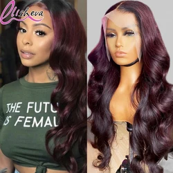 1B 99J Burgundy 13x4 Lace Frontal Human Hair Wig Body Wave HD Lace Front Brazilian Wigs for Women Ombre Red Colored Human Hair