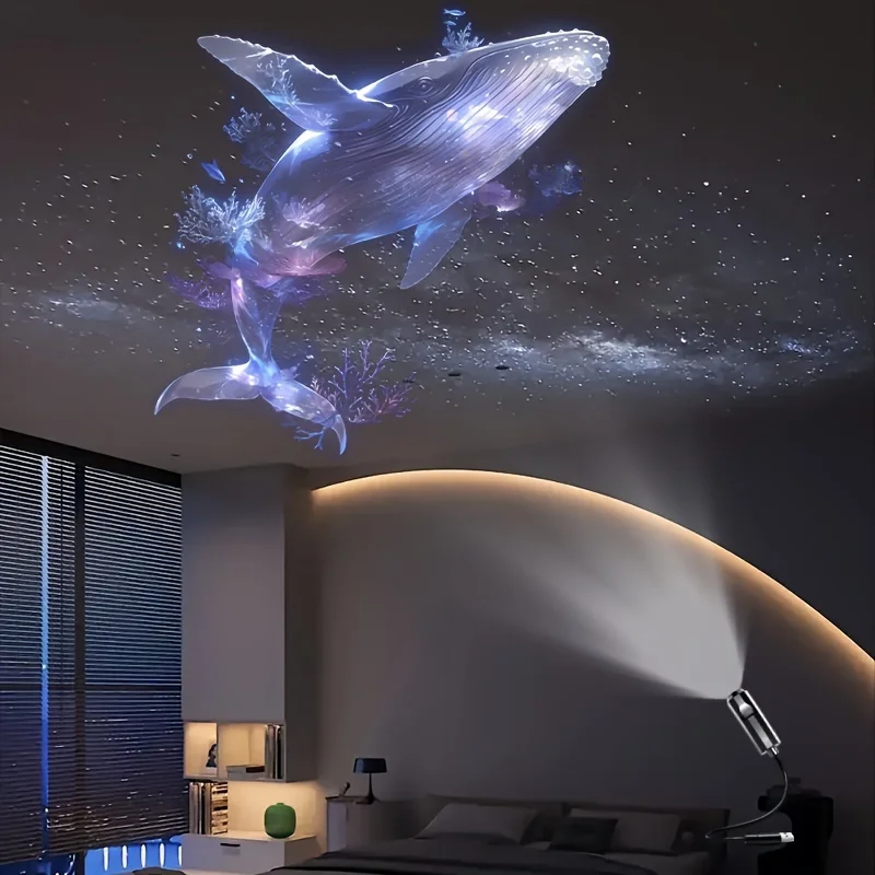 LED USB Projector Light 3/6pcs Projection Patterns- Adjustable Whale Butterfly Jellyfish Starfish Night Light Festival Gift