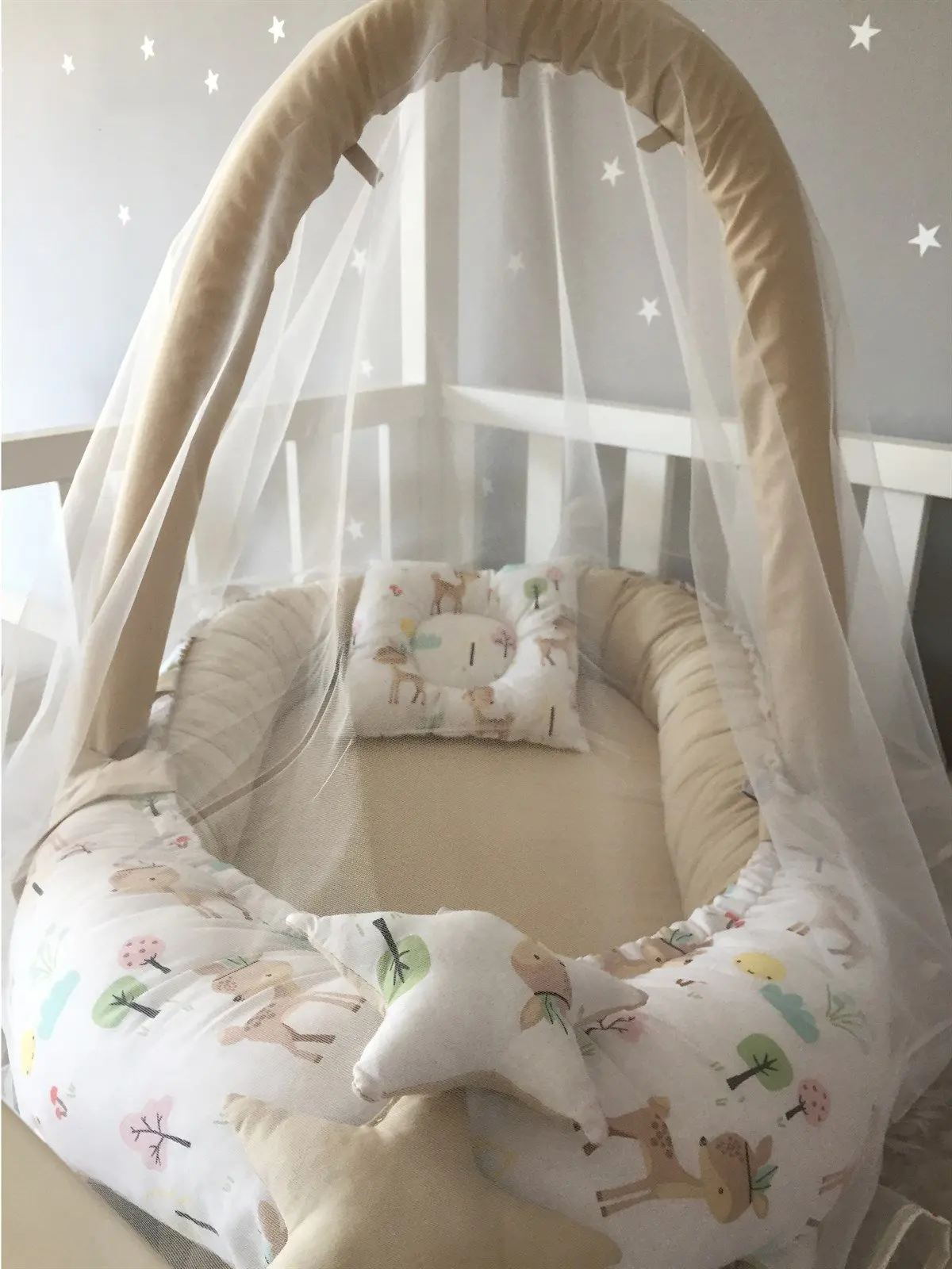 Handmade Cute Gazelle Mosquito Net and Toy Hanger Luxury Design Babynest