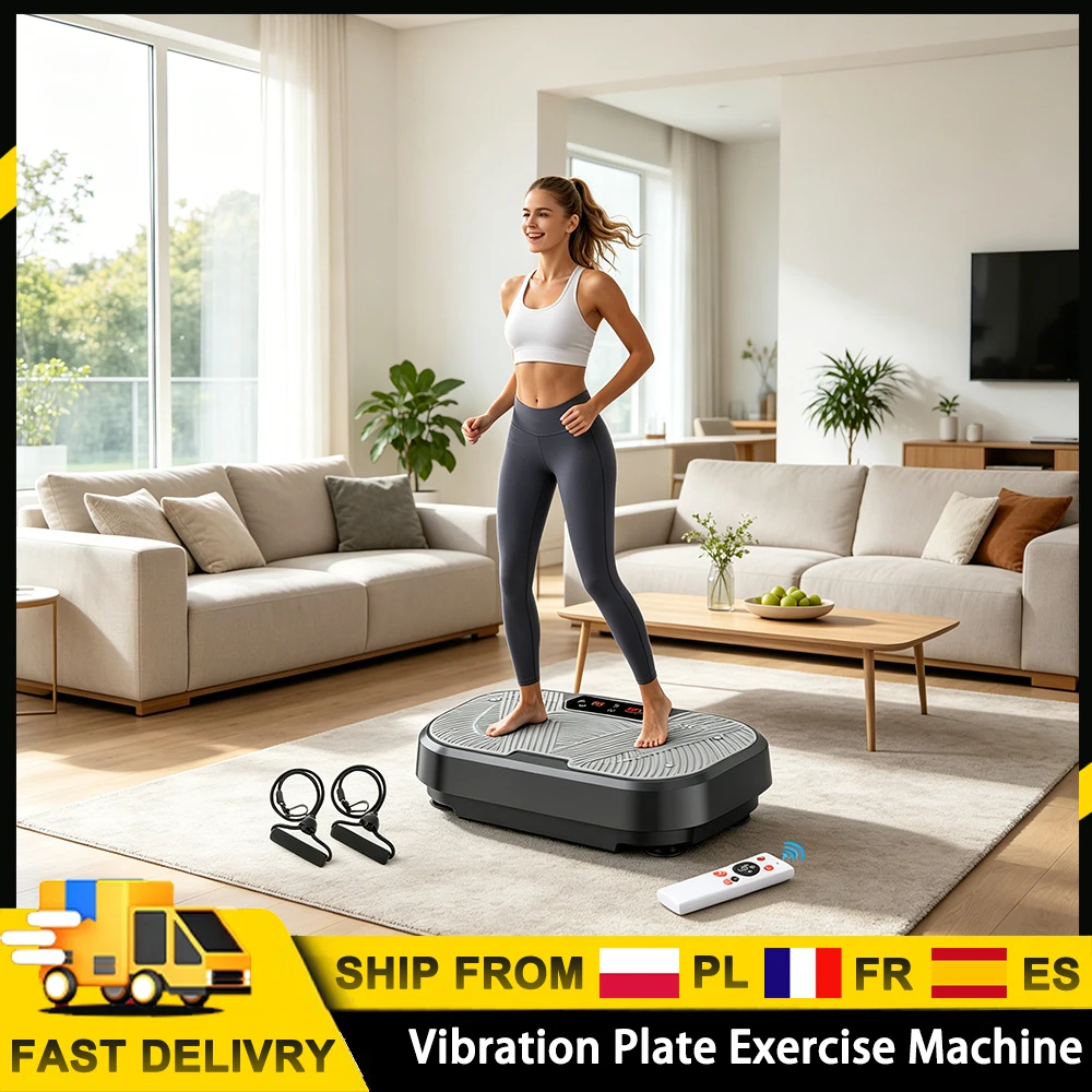 Vibrationsplatte, Ganzkörper-Fitnessgerät, 120-stufig einstellbare Geschwindigkeit und 10 Modi, 250 kg Belastbarkeit, Fett verbrennen, Muskeln formen und Durchblutung fördern für das Heimtraining, Sportgeräte