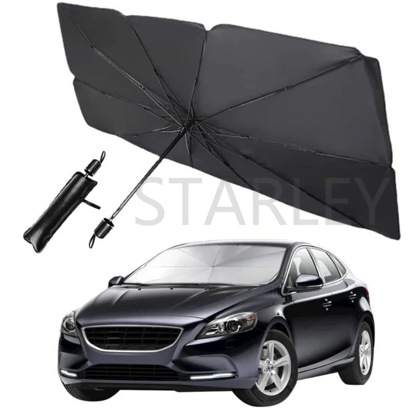 Starley-folding car windshield sunshade