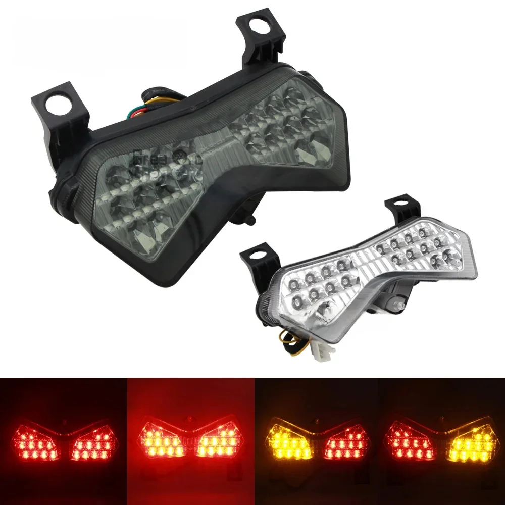 Feu arrière chromé pour Kawasaki Z750 2004 2005 2006 / Z1000 2003 2004 2005 2006, clignotants de stop, lumière LED intégrée