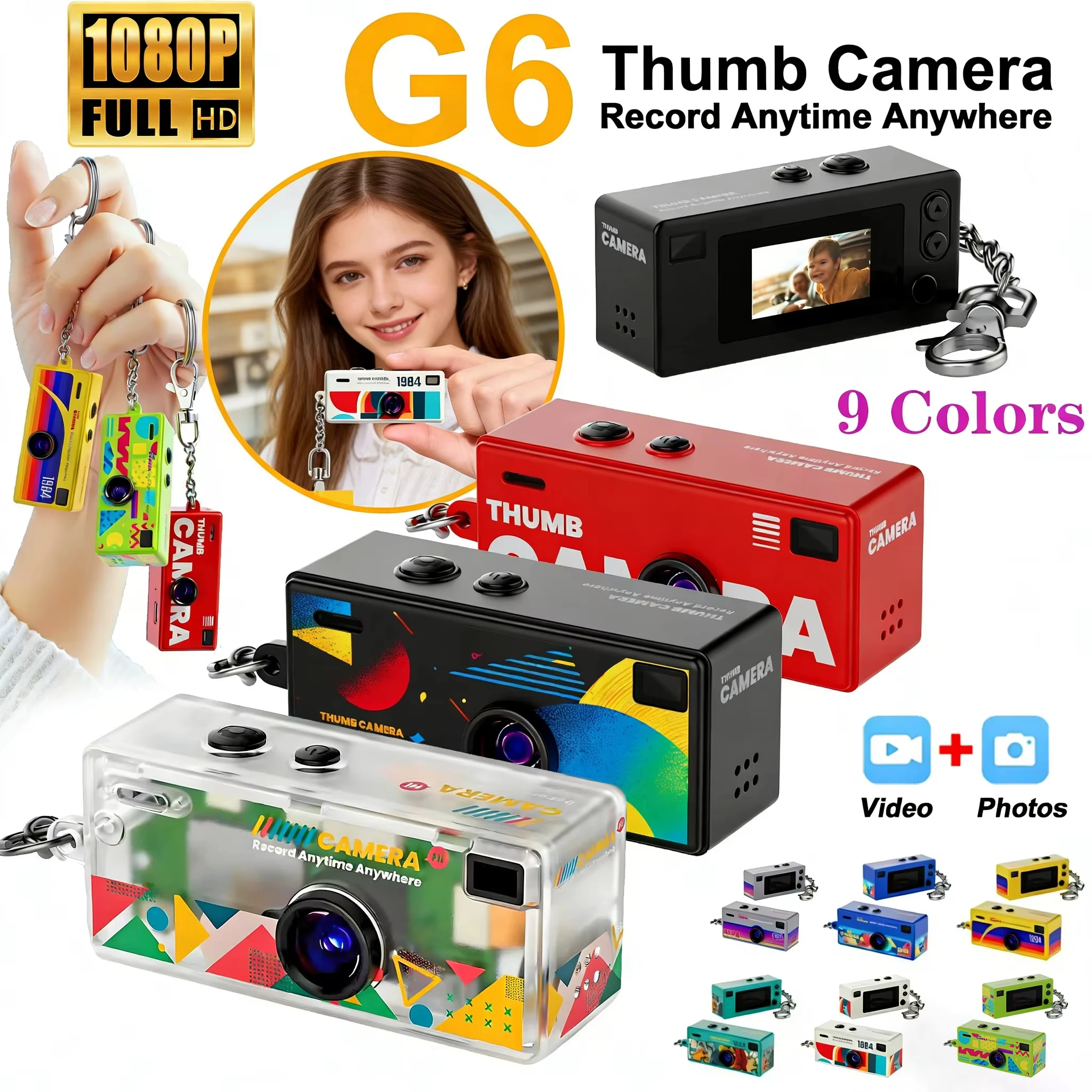 G6 Mini Thumb Camera 1080P HD Digital Camera for Kids Retro 
