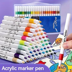 Quick Dry Acrylic Paint Pens Waterproof Fine Tip for Canvas Wood Glass DIY Art Drawing Ergonomic Design for Adults Students Gif
