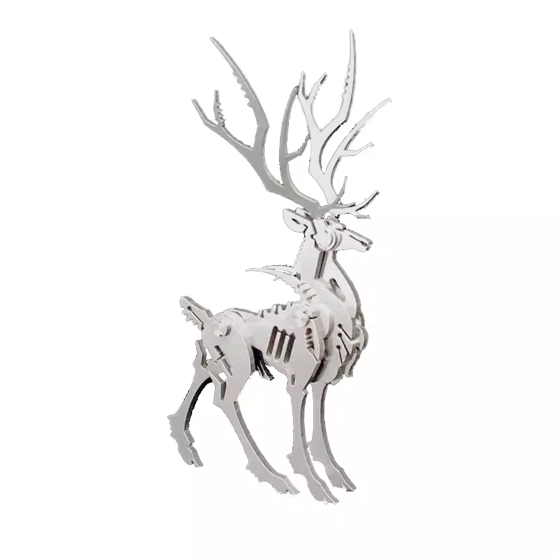 3D Metal Model Puzzle DlY Assembled Deer Jigsaw Detachable Puzzle Stainless Steel Assembly Elk Model Kits Desktop decoration