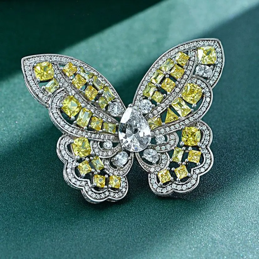 MADALENA SARARA Exquist Sterling Silver 925 Brooch Butterfly Shape  Cubic Zircon Pave Setting High Quality