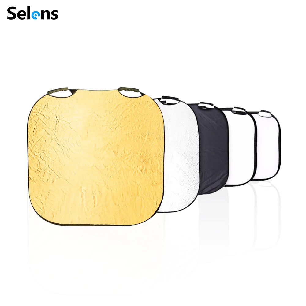 

Selens Photography Light 5 in 1 Reflectors Lighting Diffuser Collapsible Square Reflectors with Handle for Photo Studio