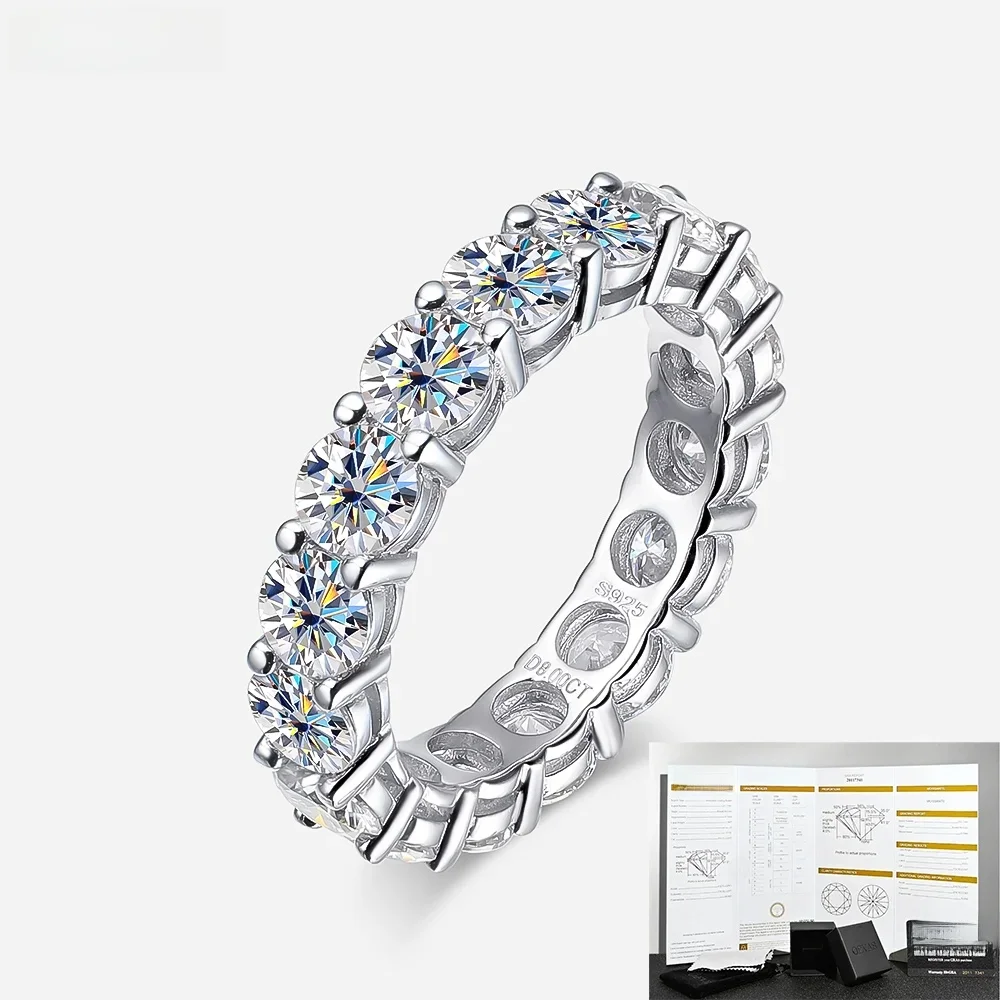 OEVAS 2,2 Karat 3 MM Moissanit Vollkreis Reihe Diamant Ring 925 Sterling Silber Pass Diamant Test Für Frauen Hochzeit Edlen schmuck