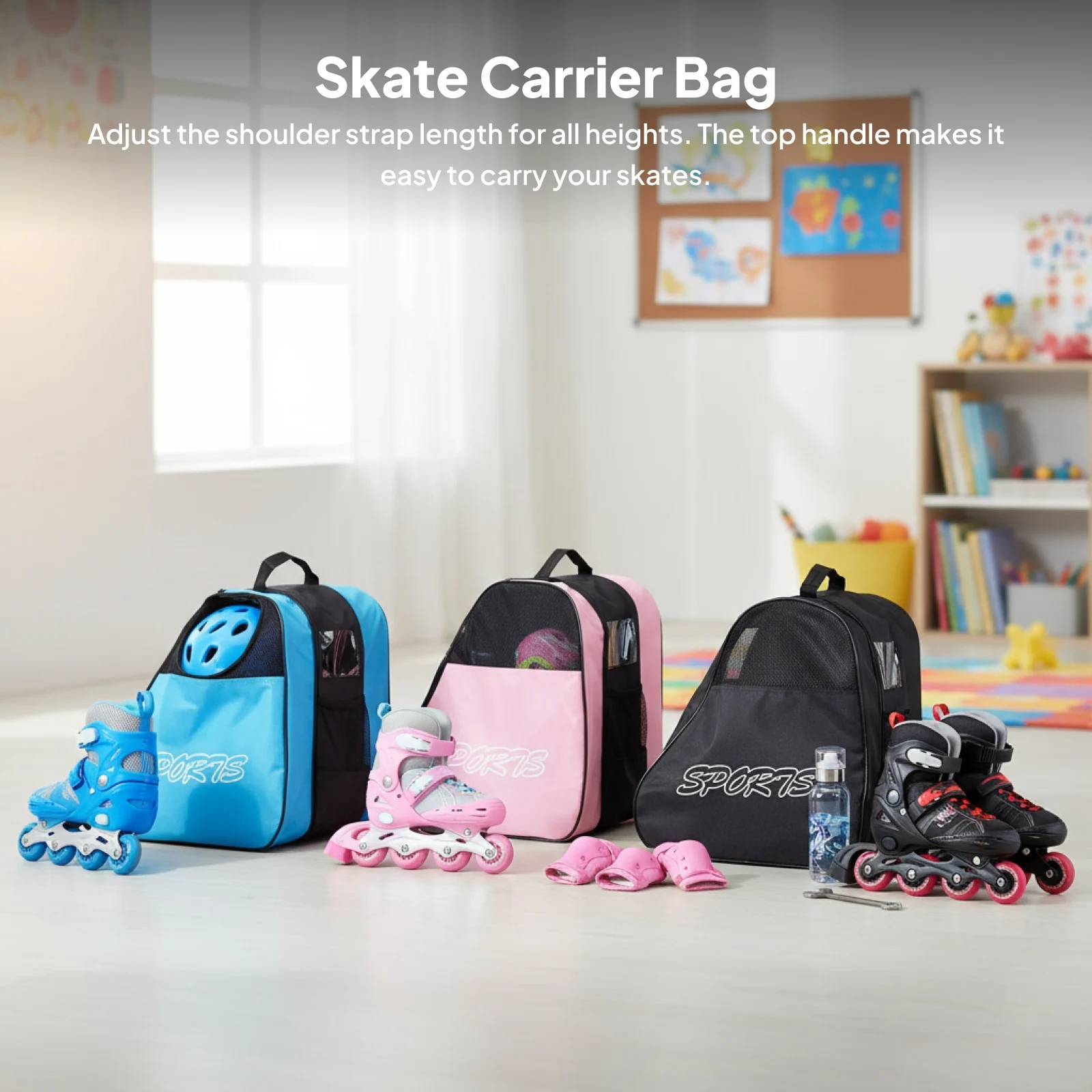 Сумка для роликовых коньков большой емкости, портативная сумка для катания на коньках, дышащая детская сумка для роликовых коньков, сумка для хранения коньков, сумка для обуви для катания на коньках
