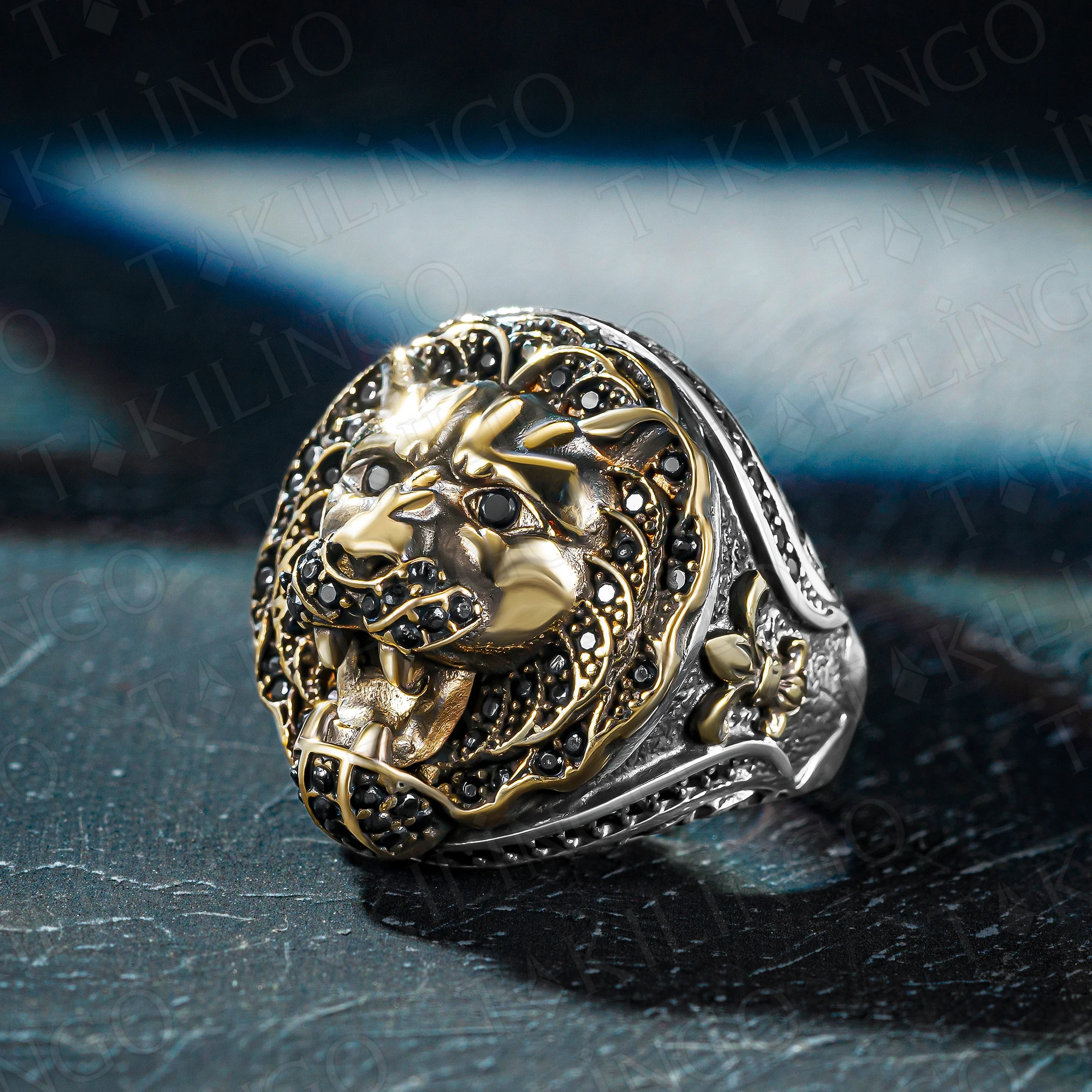 Special Roaring Lion Gothic Biker Solid 925 Sterling Silver Turkish Handmade Retro Men's Ring