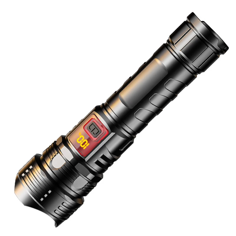 White Laser Flashlight Strong Light LED Telescopic Focus Super Long -range Liquid Crystal Number Showing Flashlight