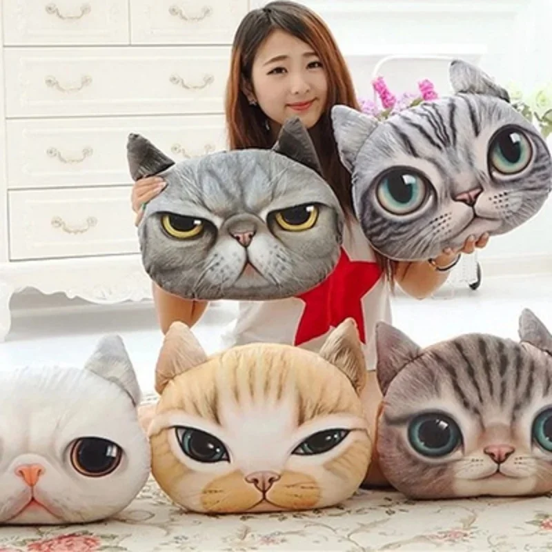 35cmx36cm 3D Cute Cat Dog Head Pillow Cushion Home Sofa Car Seat Cushions Creative Cartoon Cat Nap Pillow Cushion Gift — zdjęcie 2