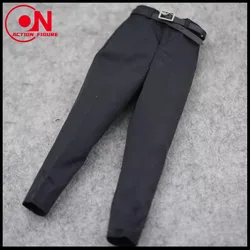 1/6 Scale Man Black Trousers Suit Pants Costume with Belt Fit 12'' Male Soldier Action Figure Body Dolls In Stock