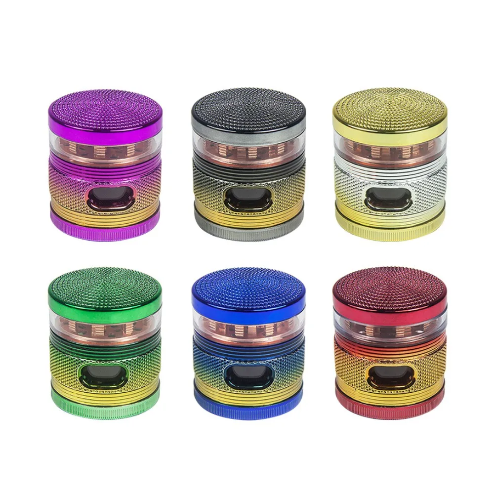 

2.5" Shiny Herb spice Grinder 4 Layer with window Sharp Teeth & Storage Chamber