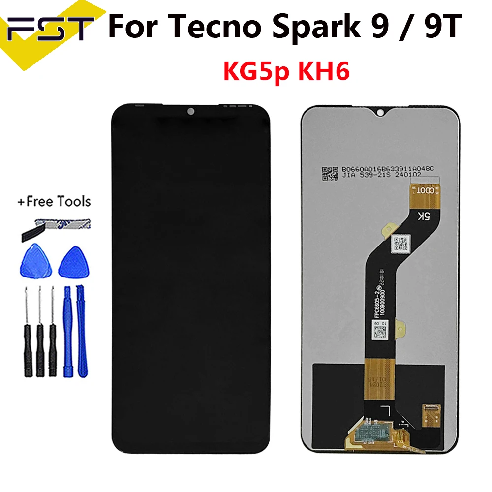 

ЖК-дисплей 6,6 дюймов для Tecno Spark 9 KG5p, сенсорный экран, дигитайзер, замена для Tecno Spark 9 Spark 9T KH6, ЖК-датчик