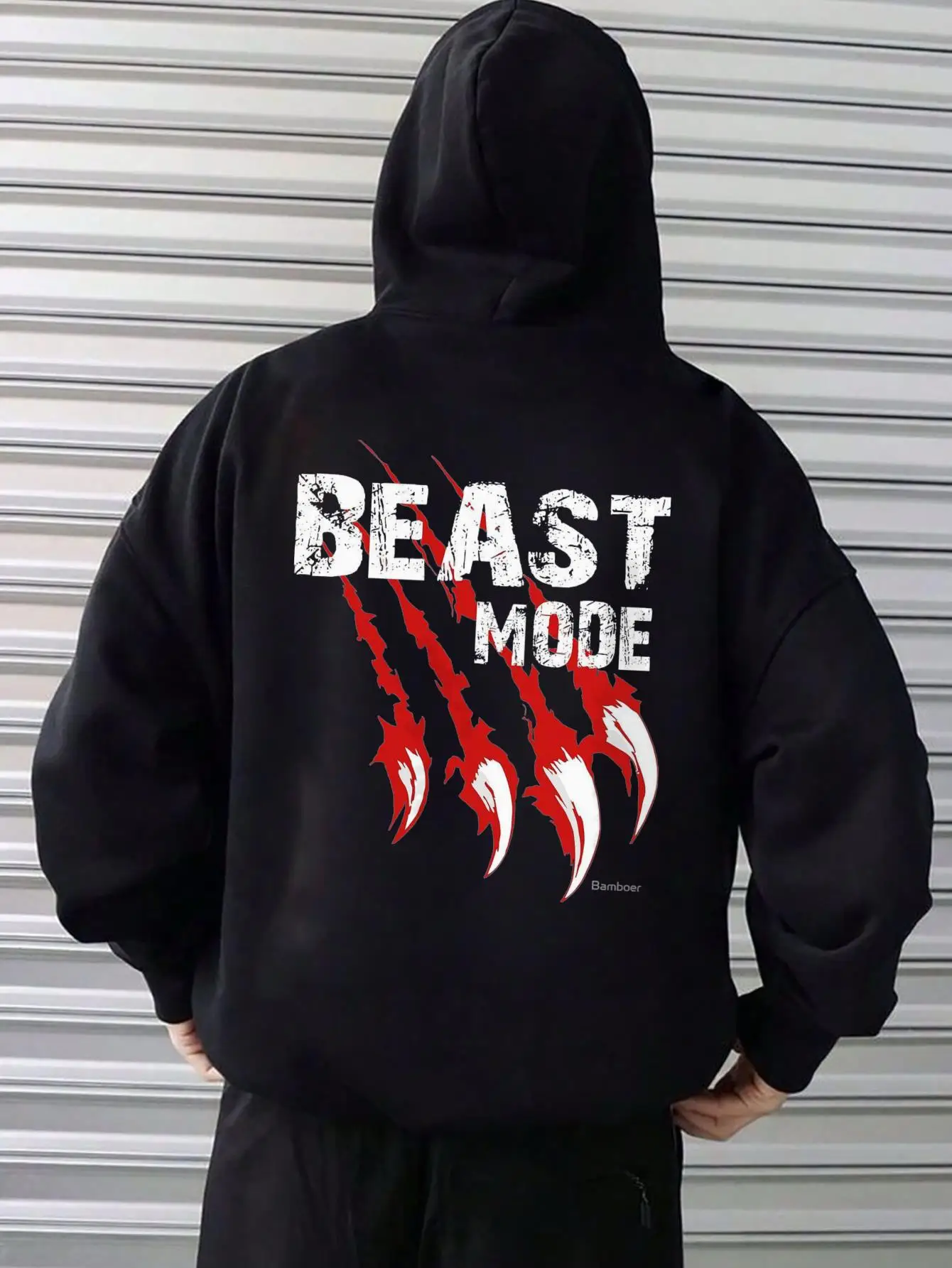 

Men's BEAST MODE Hooded Sweatshirt Duty Gym Streetwear Pullover with Red Claw Print Beast Mode Lettering Fit Workout Hoodie