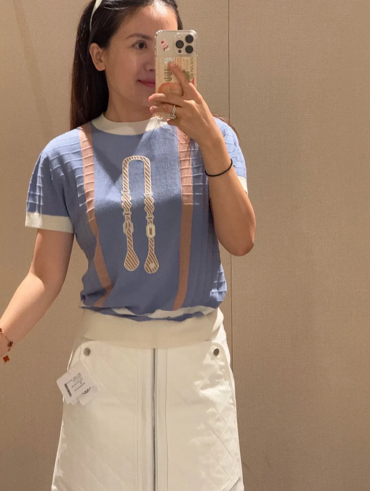 

Elegant casual women's short sleeved jersey merino wool blouse
