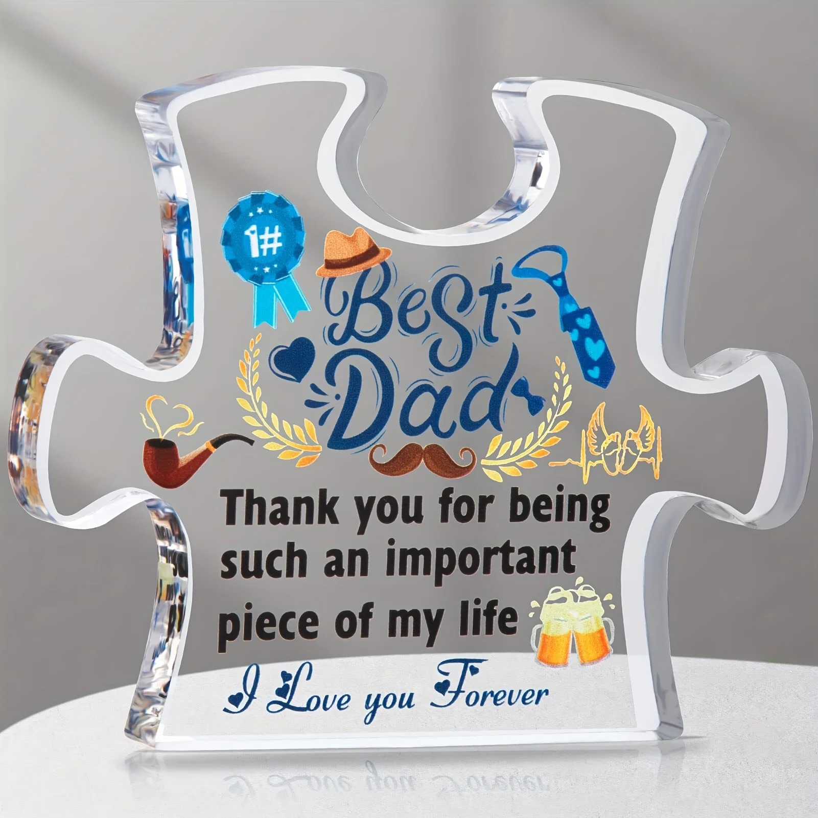 1pc dad gift puzzle graphic acrylic plaque, dad birthday gift ideas, novelty christmas fathers day gift clear acrylic plaque