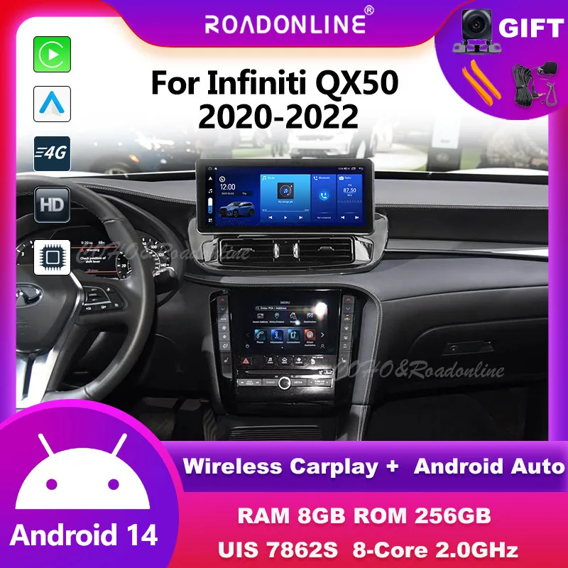 

Android 14 Carplay Car Multimedia Player For Infiniti QX50 Touch Screen 4G Music Stereo GPS Navi 8+256GB Auto Radio