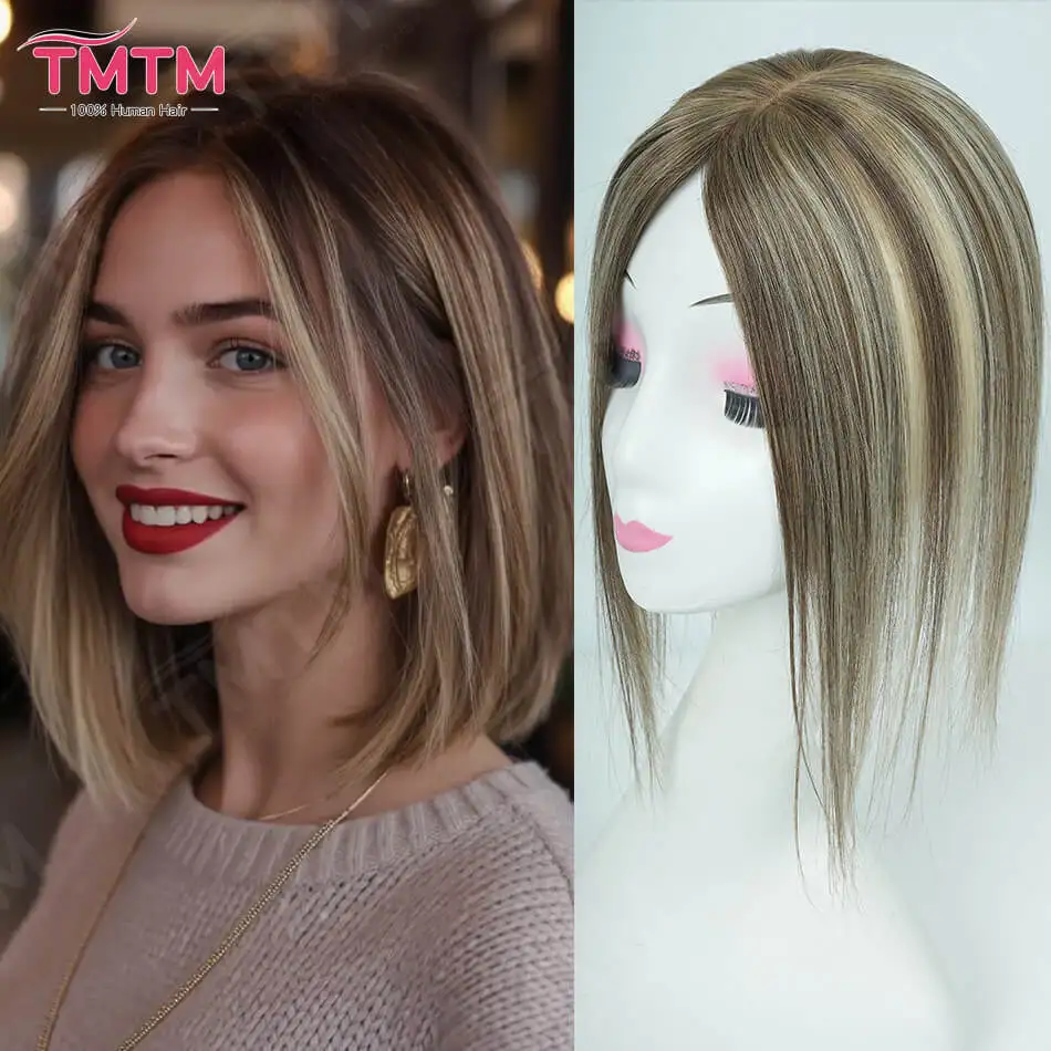 100% Remy Human Hair Toppers For Women 7x11CM Straight Human Hair Topper With Clips 12 Inch Natural Looking Hairpieces Systems