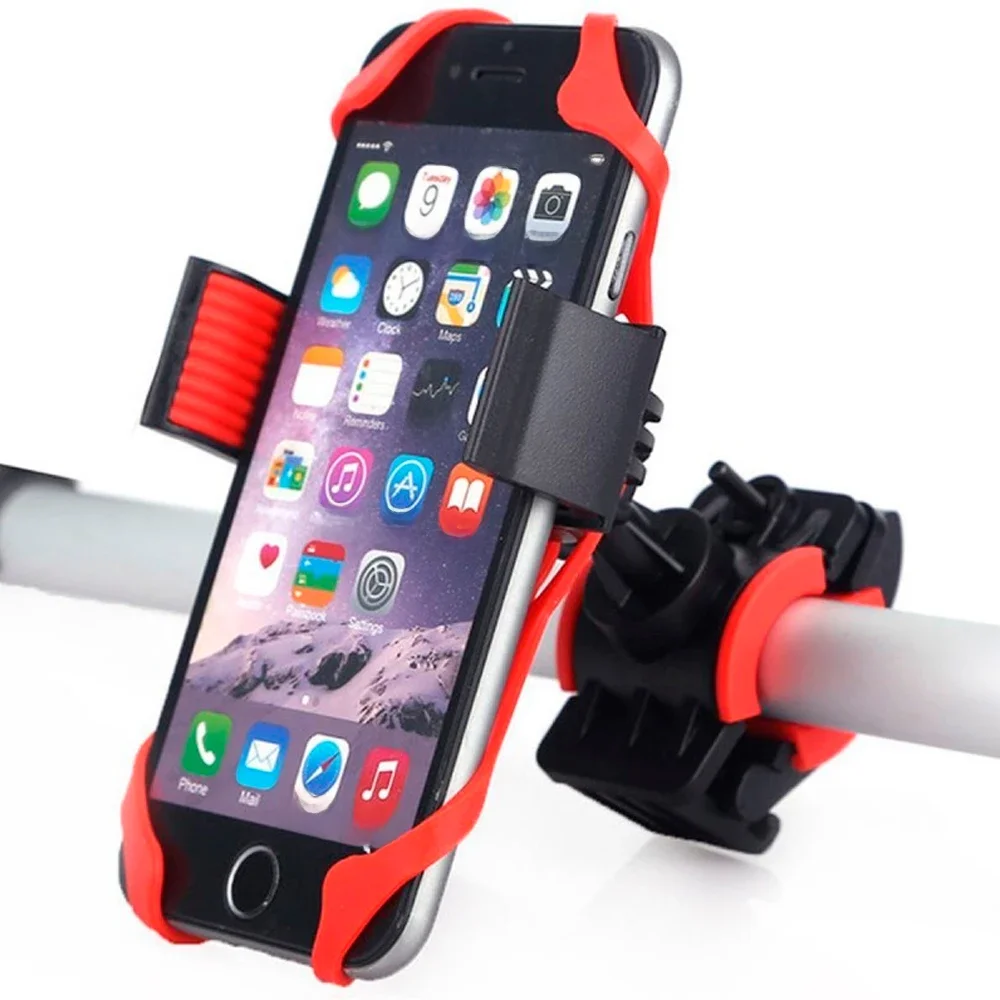 Titular titular do guiador da bicicleta móvel para smartphone universal ajustável gomas titular da