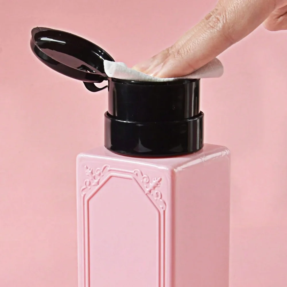 قطعة واحدة من زجاجة إزالة طلاء الأظافر بالضغط الوردي من كليمنونة - أداة مانيكير محمولة للاستخدام المنزلي في صالونات تزيين الأظافر #1