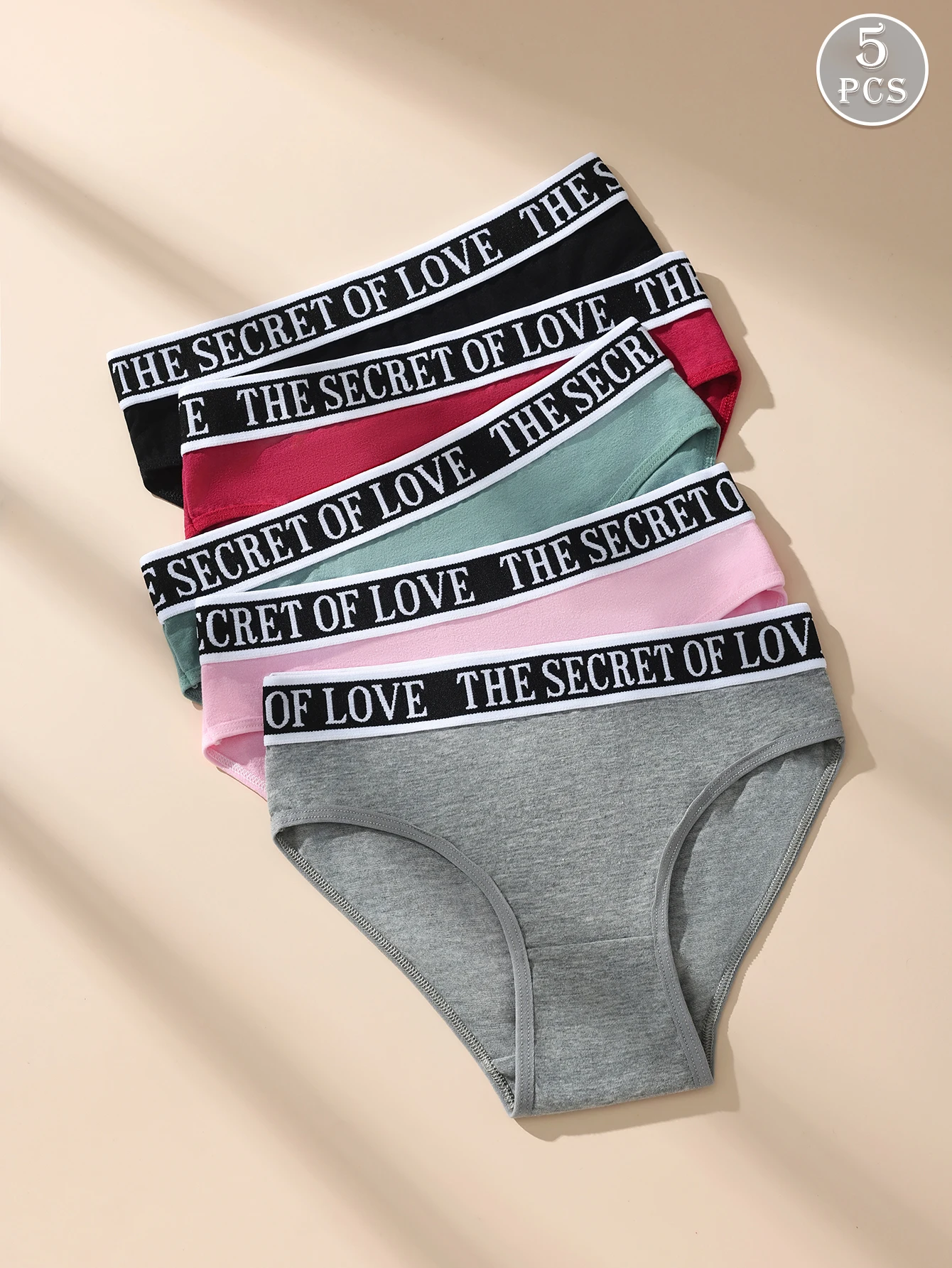 Hotcom 5Pcs Womens Fashionable Triangle Cotton Panties Comfortable Seamless Threaded Design Contrast