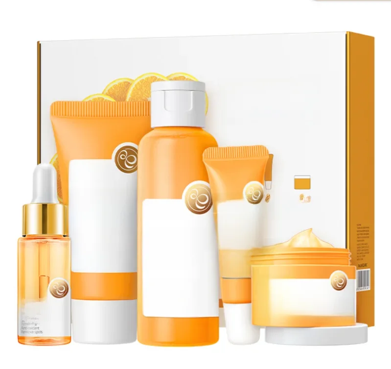 Ensemble de soins de la peau à la vitamine C, sérum hydratant pour le visage, crème éclaircissante, crème anti-âge pour les yeux, toner, ensemble de soins du visage, livraison directe, 5 pièces