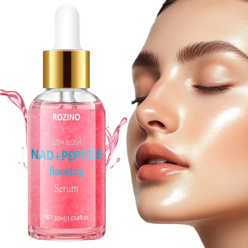 Rozino Nad + Peptide Skin Care Serum, a Daily Moisturizing Solution for the Face, with a Clear and Moisturizing Texture That Hydrates the Skin, Formulated with Nad + and Peptides for Gentle Skin Hydration, with a Dropper for Precise Dosage, and a Compact and Portable Bottle.